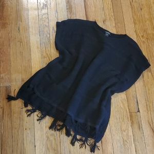 EUC Lucky Brand Knit Poncho with Fringe